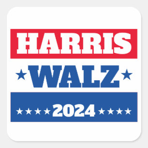 Harris Walz   Tim Walz 2024 Campaign Blue Red Square Sticker
