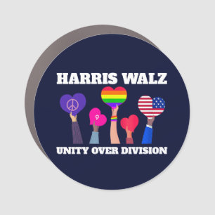 Harris Walz Unity Over Division LGBTQ Dark Blue Car Magnet