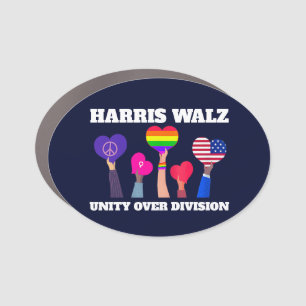 Harris Walz Unity Over Division LGBTQ Dark Blue Car Magnet