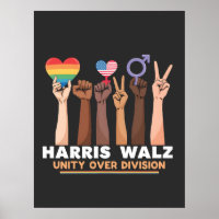 Harris Walz Unity Over Division Peace Love LGBTQ