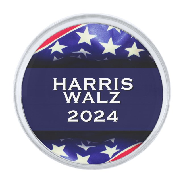 HARRIS WALZ USA Flag Silver Finish Lapel Pin (Front)