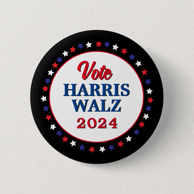 Harris Walz Vote 2024 Democrat Election Button (Front)