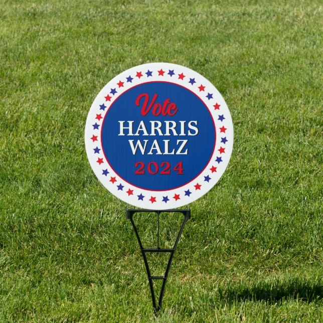 Harris Walz Vote 2024 Democrat Election Yard Sign (Insitu)