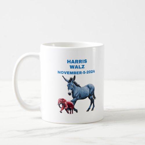 HarrisWalz vote blue donkey elephant elections Coffee Mug