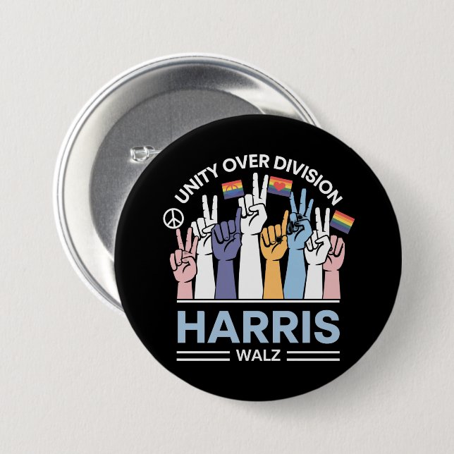 Harris Walz Waltz 2024 Unity Over Division Button (Front & Back)