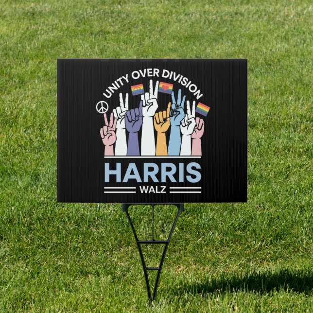 Harris Walz Waltz 2024 Unity Over Division Sign (Insitu)