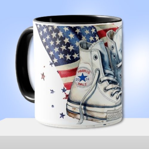 Harris Walz White Chucks and Stars Mug