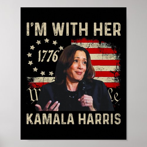 Harris We The People Im With Her Usa Flag  Poster