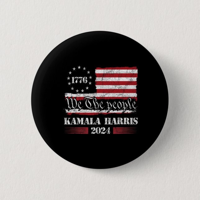 Harris We The People Us Flag  Button (Front)