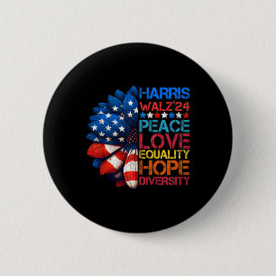 Harris Wheimer 2024 Peace Love Equality Hope Diver Button