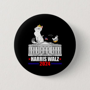 Harris Wheimer 2024 President Election Funny Cat L Button