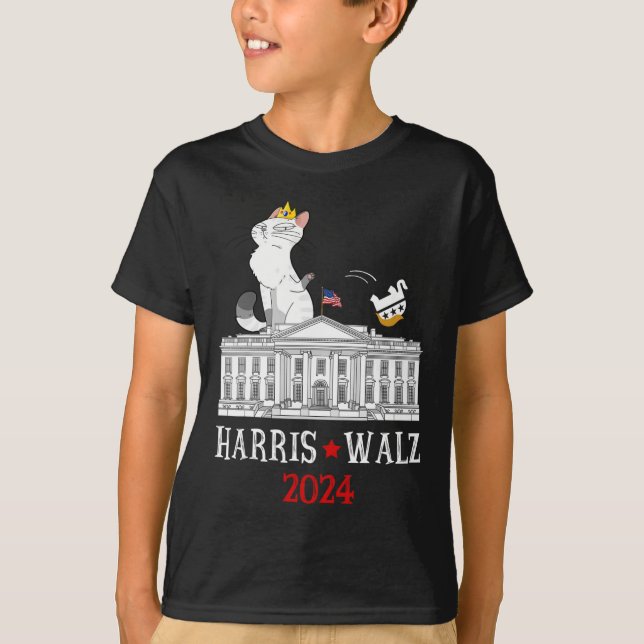Harris Wheimer 2024 President Election Funny Cat L T-Shirt (Front)