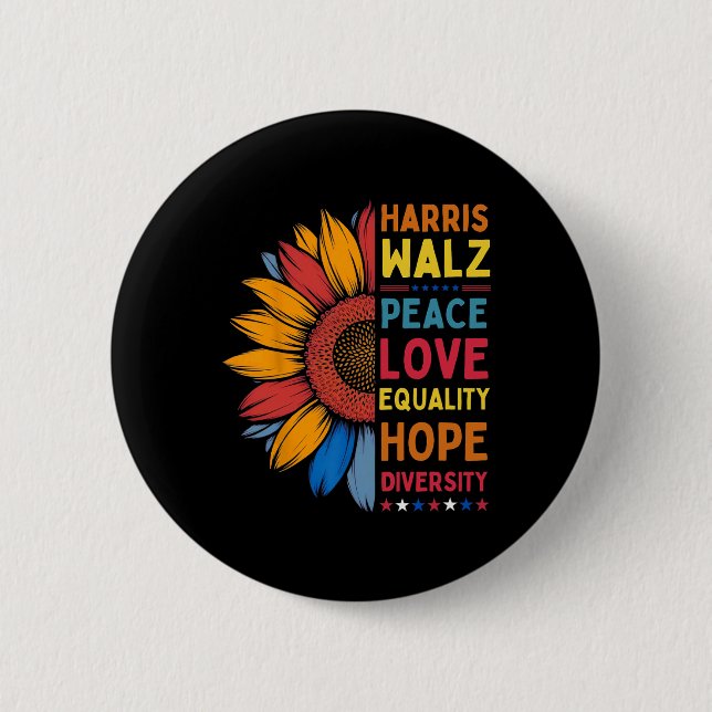 Harris Wheimer Peace Love Equality Hope Diversity  Button (Front)
