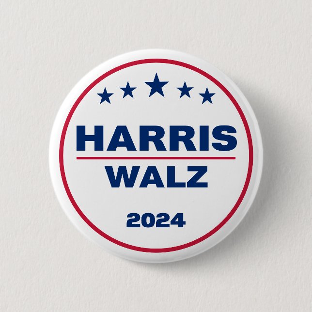 Harris Wlaz 2024 Kamala Harris Tim Walz Election Button (Front)