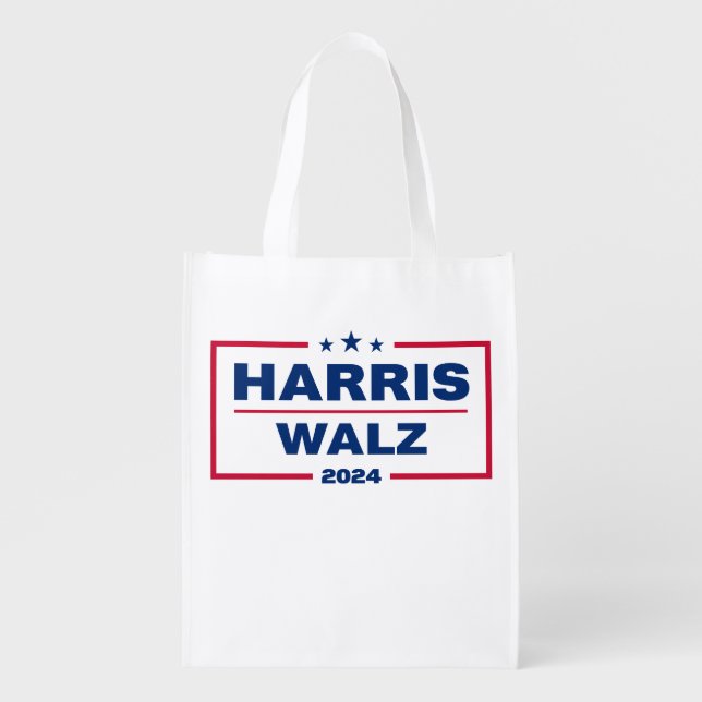 Harris Wlaz 2024 Kamala Harris Tim Walz Election Grocery Bag (Front)