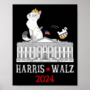 Harris Won 2024 President Election Funny Cat Ladie Poster