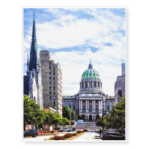 Harrisburg PA - Capitol Seen from State Street Temporary Tattoos