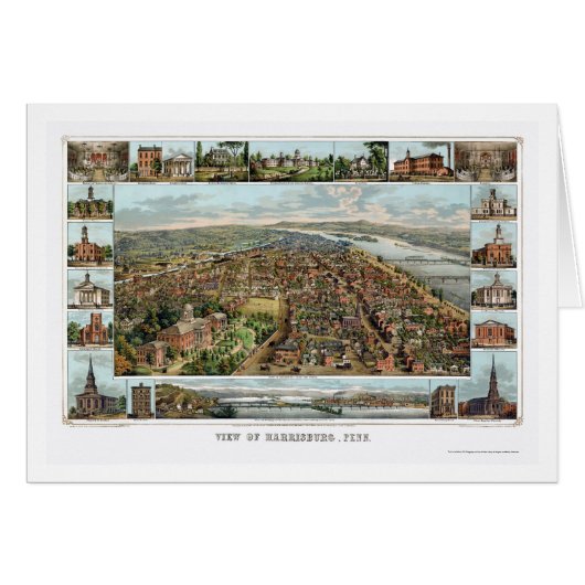 Harrisburg, PA Panoramic Map - 1855 Cards (Front Horizontal)
