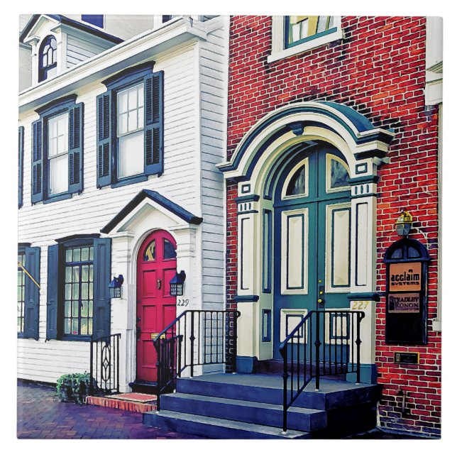 Harrisburg PA - Street With American Flag Tile (Front)