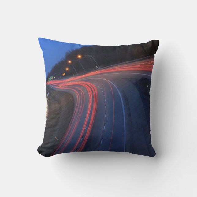 Harrisburg Pennsylvania I-81 Light Trails at Dusk Throw Pillow (Front)
