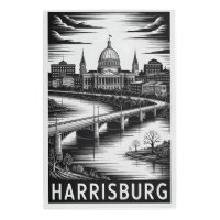 Harrisburg Pennsylvania Skyline Black White