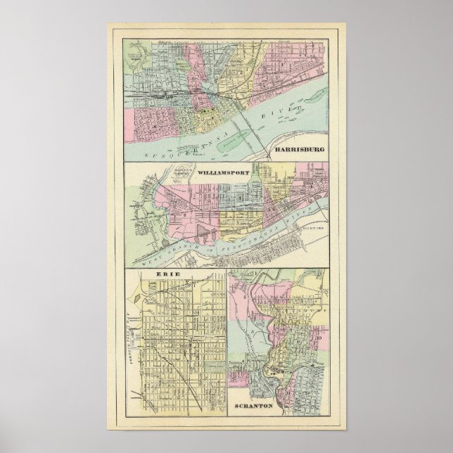 Harrisburg, Williamsport, Erie, Scranton Poster (Front)