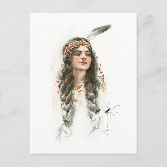 Harrison Fisher Song of Hiawatha Minnehaha Postcard (Front)