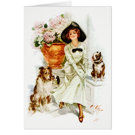 Harrison Fisher: Woman with three Dogs (Front)