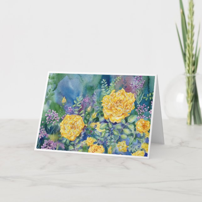 "Harrison Yellow Roses" Blank Notecard (Front)