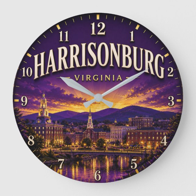Harrisonburg Virginia Large Clock (Front)