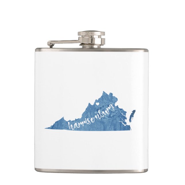 Harrisonburg Virginia Wood Grain Flask (Front)