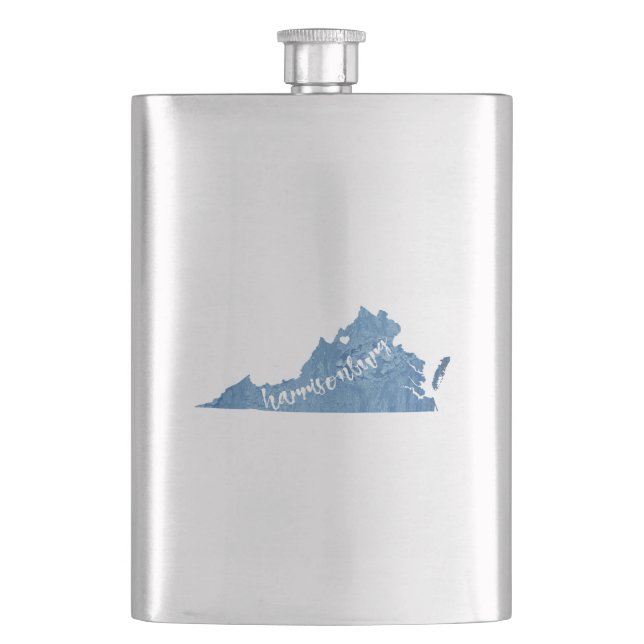 Harrisonburg Virginia Wood Grain Flask (Front)