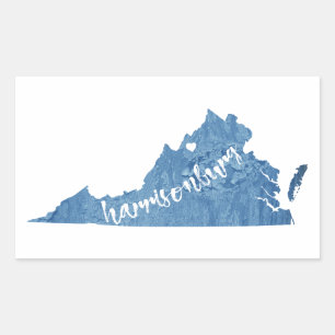 Harrisonburg Virginia Wood Grain Rectangular Sticker