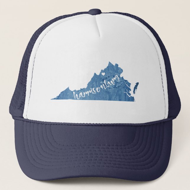 Harrisonburg Virginia Wood Grain Trucker Hat (Front)