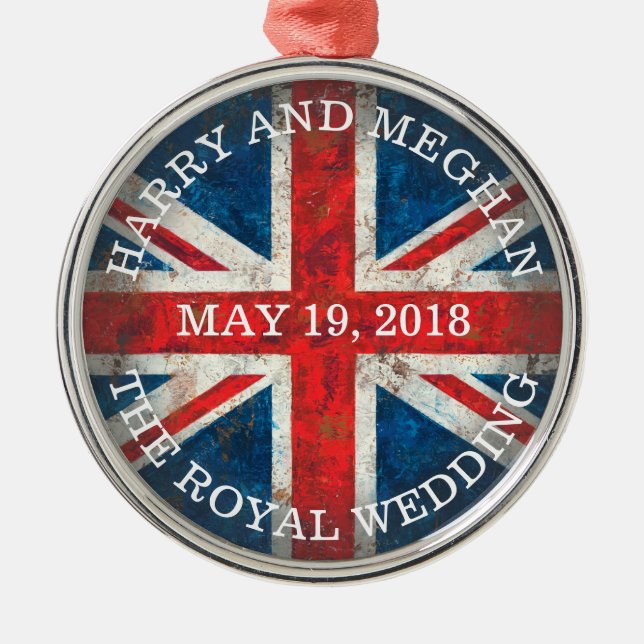 Harry and Meghan Royal Wedding Metal Ornament (Front)
