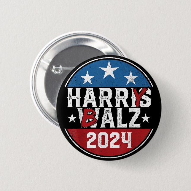 Harry Balz 2024, Funny Political 2024, Harris Walz Button (Front & Back)