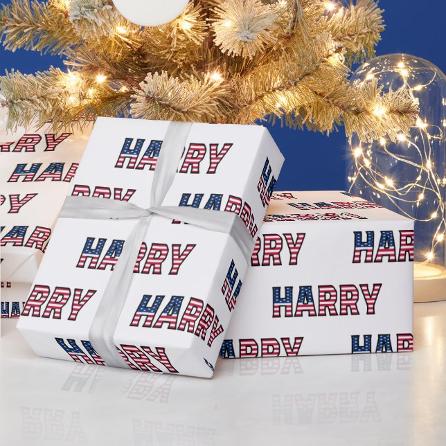 Harry first name name USA US wrapping paper paper (Holidays)