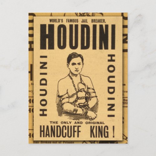 Harry Houdini Handcuff King Postcard