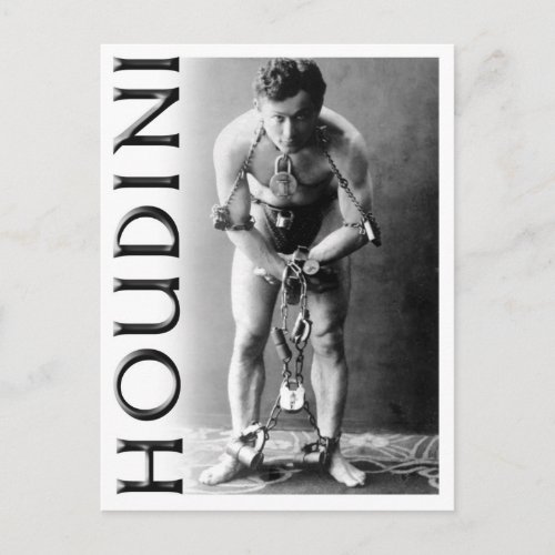 Harry Houdini in Chains Postcard