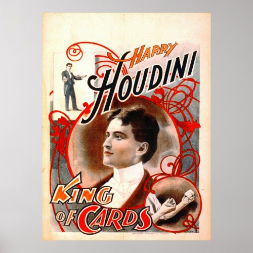 Harry Houdini _ King of Cards 1895 Poster