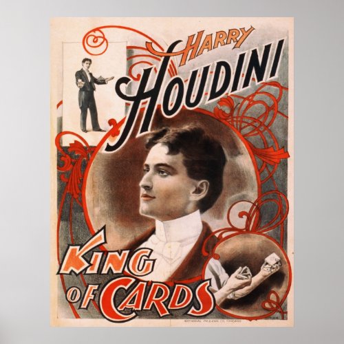 Harry Houdini King Of Cards Poster