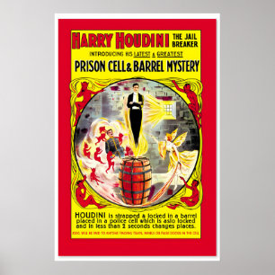 Harry Houdini Locked Barrel Escape905 Vintage Poster
