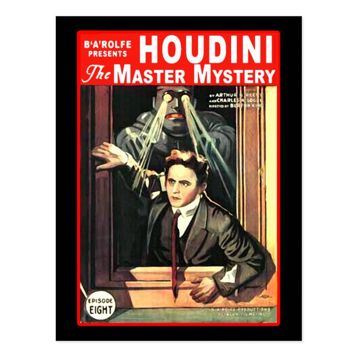 Harry Houdini Pulp Fiction Style Illustration Post Card