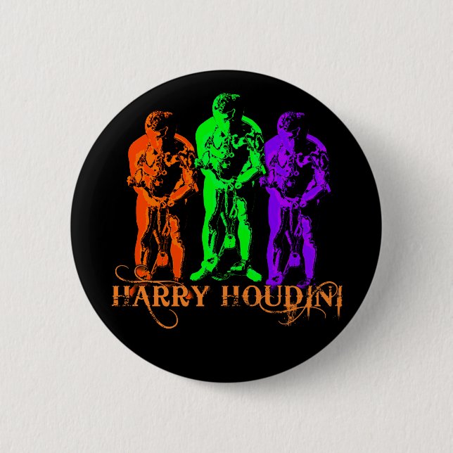Harry Houdini Triple Image Pinback Button (Front)