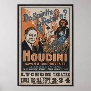 Harry Houdini Vintage Magician Performance Poster