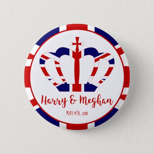 Harry  Meghan Crown  Royal Wedding Celebration Button