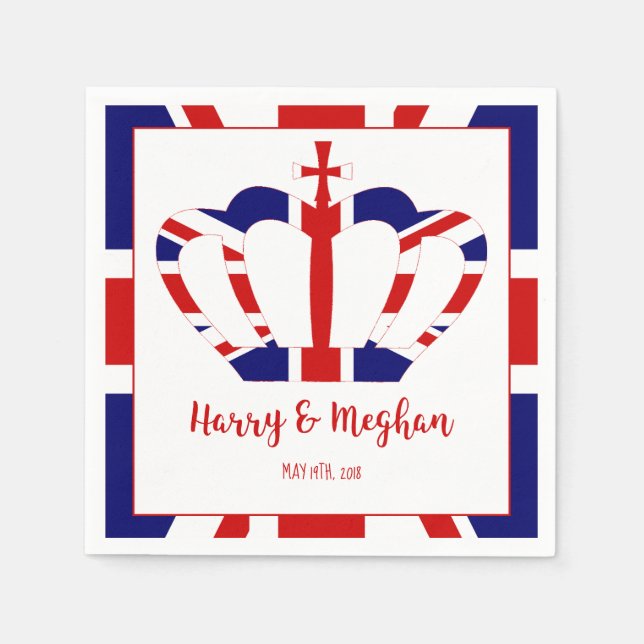 Harry & Meghan Crown | Royal Wedding Celebration Napkins (Front)
