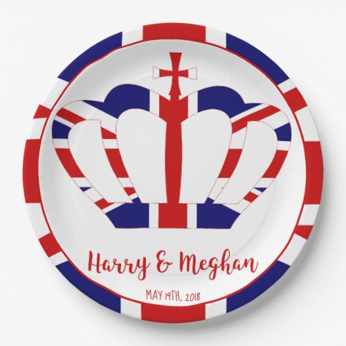 Harry  Meghan Crown  Royal Wedding Celebration Paper Plates