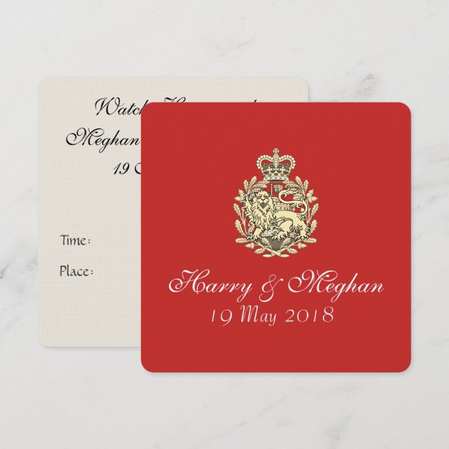 Harry Meghan Royal Wedding Red Invitation (Square) (Front/Back)