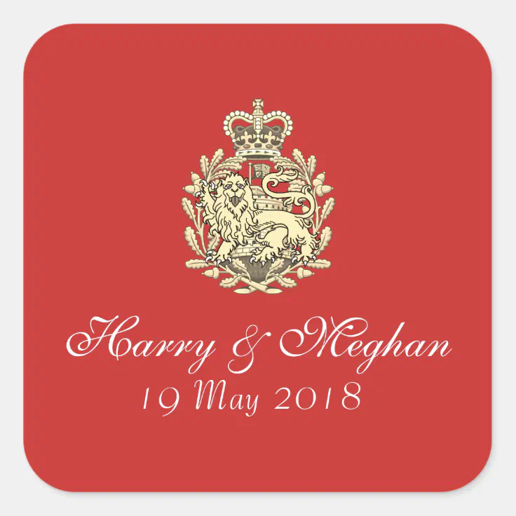 Harry Meghan Royal Wedding Red Stickers Square Zazzle 8175